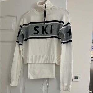 Fashion Nova White and Gray Cowl Neck Sweater with Long Sleeves